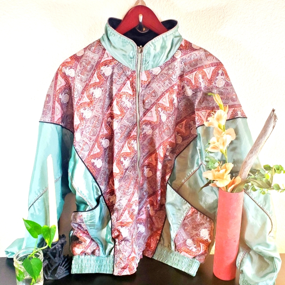 Vintage windbreaker jacket, multicolor, size xl